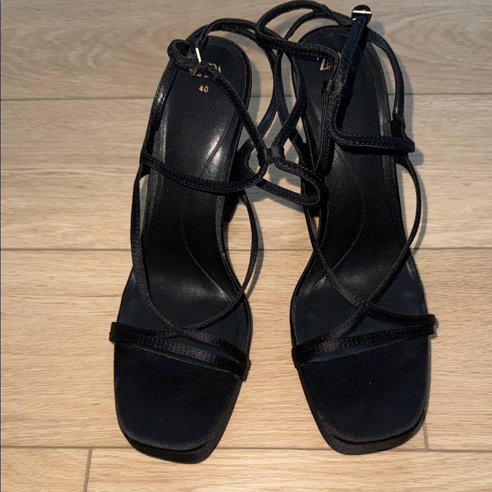 Zara Black Strappy Heels